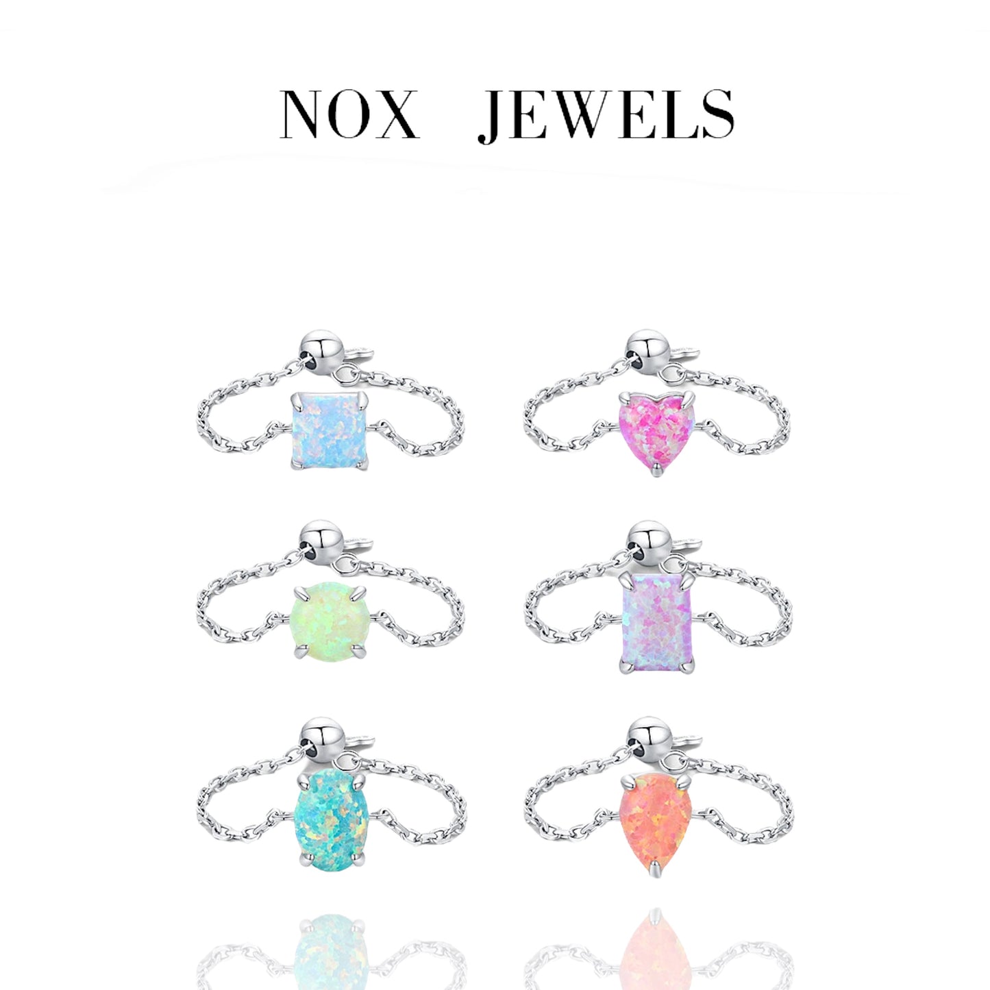 Opal Chain Ring in Sterling Silver
