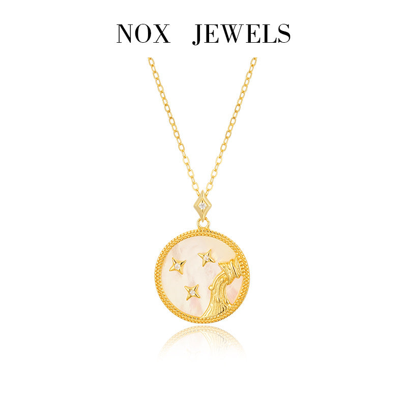 Mother of Pearl Astrology Necklace in Sterling Silver