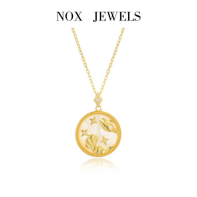 Mother of Pearl Astrology Necklace in Sterling Silver