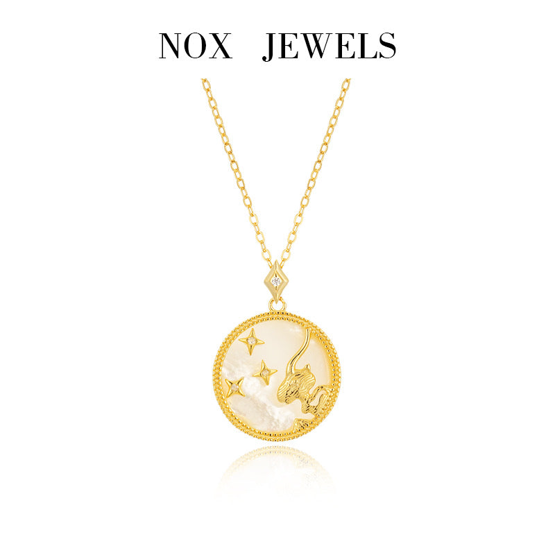 Mother of Pearl Astrology Necklace in Sterling Silver