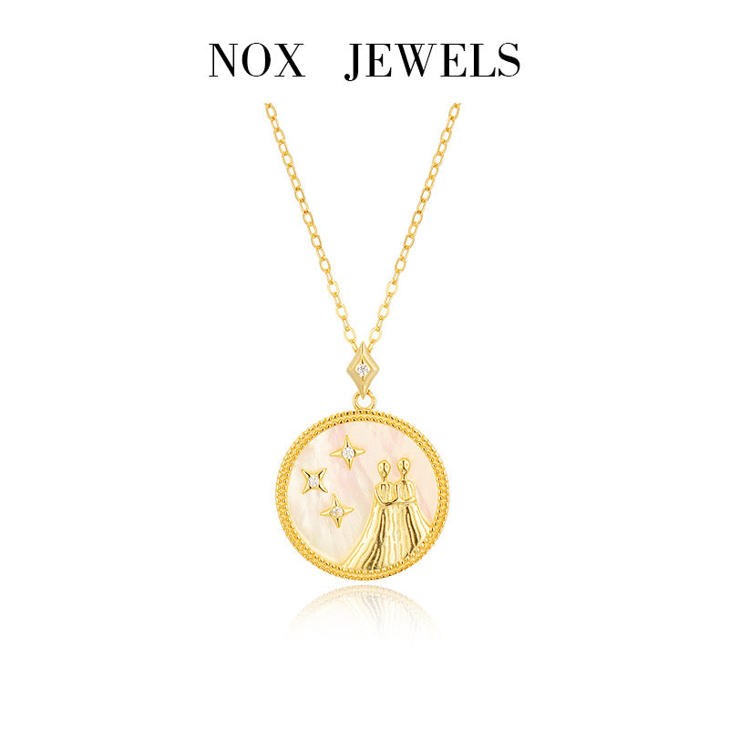 Mother of Pearl Astrology Necklace in Sterling Silver