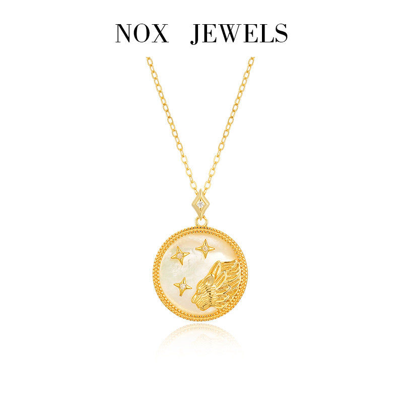 Mother of Pearl Astrology Necklace in Sterling Silver