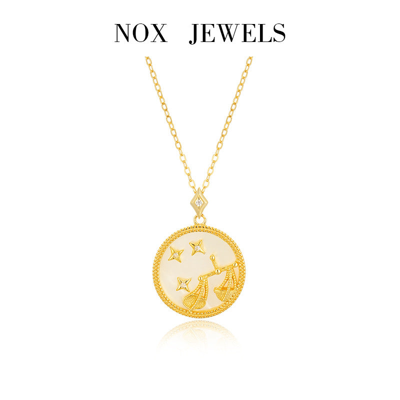 Mother of Pearl Astrology Necklace in Sterling Silver