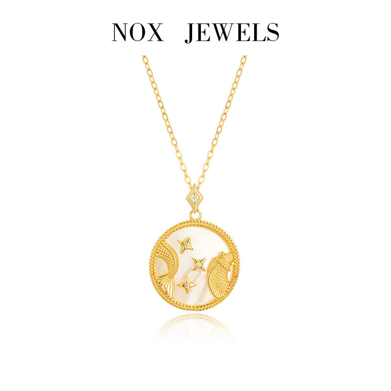 Mother of Pearl Astrology Necklace in Sterling Silver