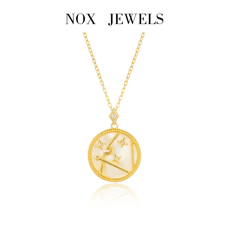 Mother of Pearl Astrology Necklace in Sterling Silver