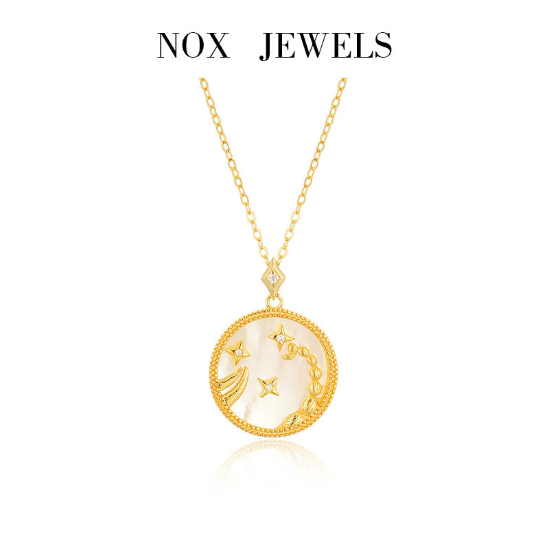 Mother of Pearl Astrology Necklace in Sterling Silver