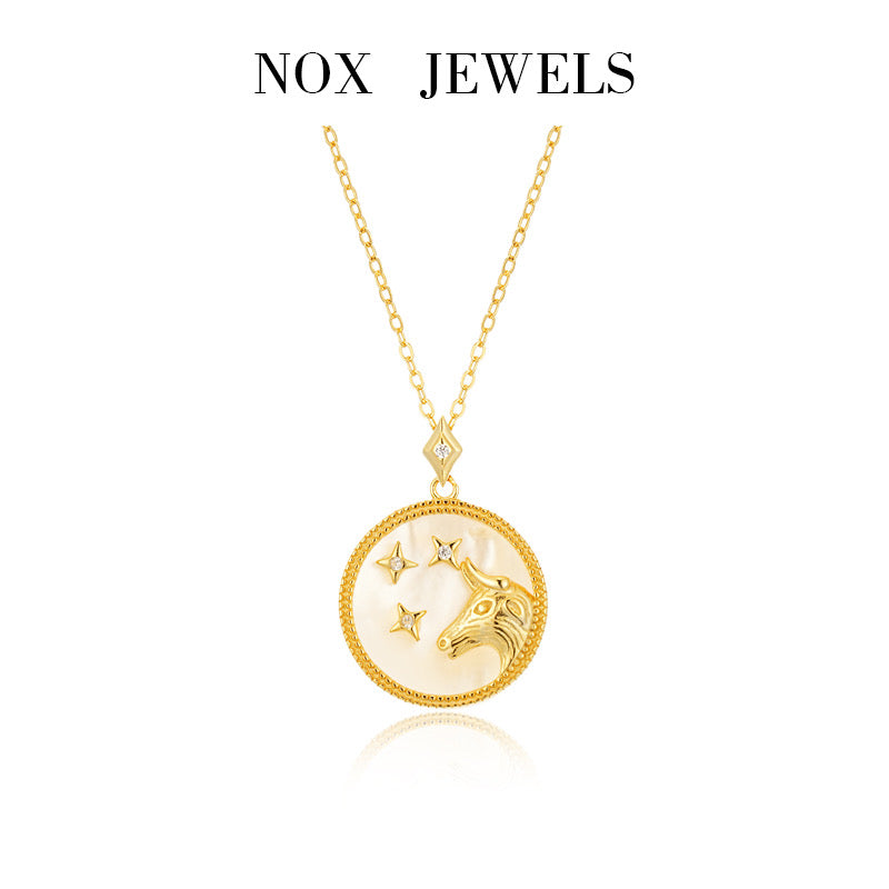 Mother of Pearl Astrology Necklace in Sterling Silver