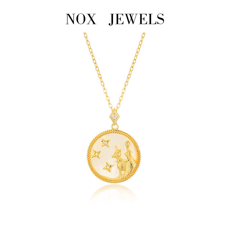 Mother of Pearl Astrology Necklace in Sterling Silver