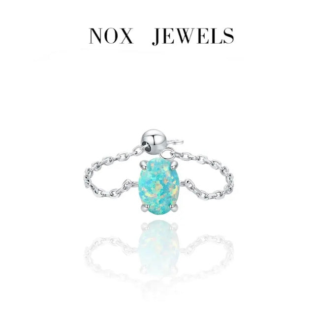 Opal Chain Ring in Sterling Silver