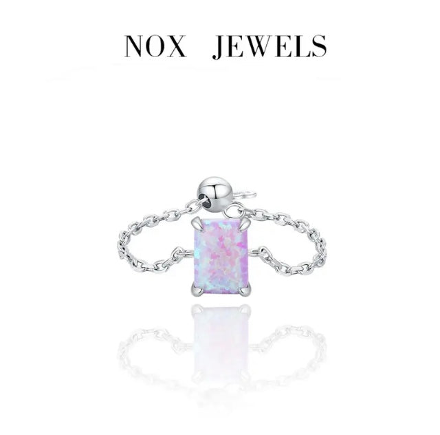 Opal Chain Ring in Sterling Silver