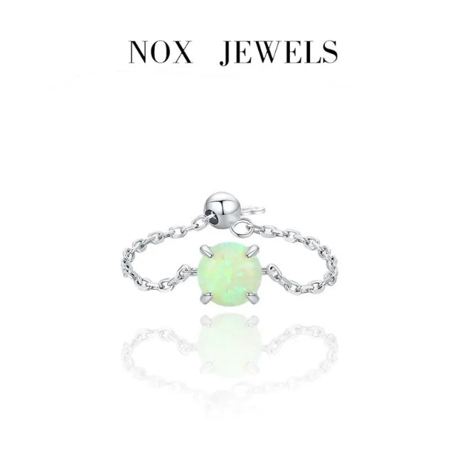 Opal Chain Ring in Sterling Silver