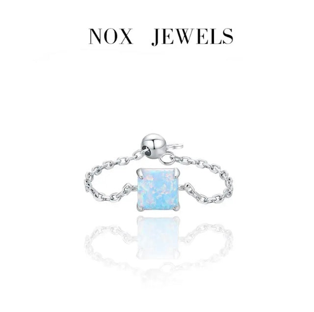 Opal Chain Ring in Sterling Silver