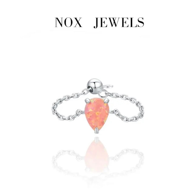 Opal Chain Ring in Sterling Silver