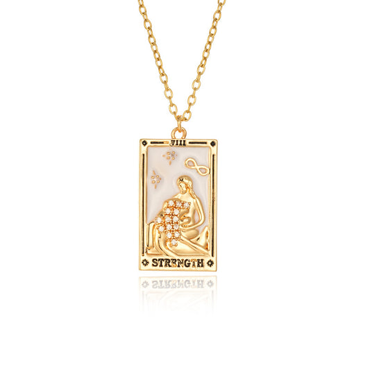 Strength- Tarot Card Necklace CJN 1068-s