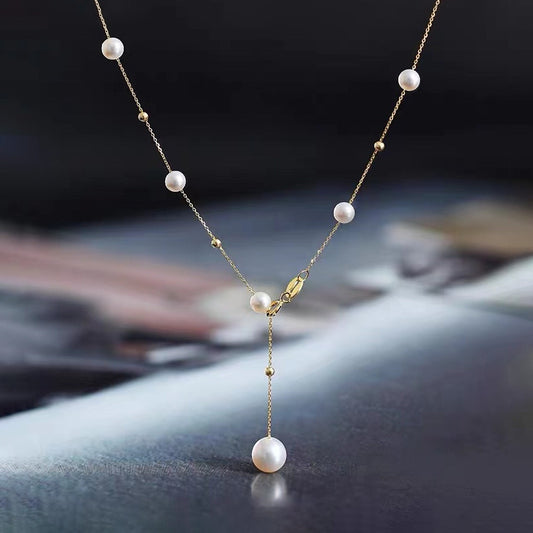 18k Solid Gold Freshwater Pearl Necklace