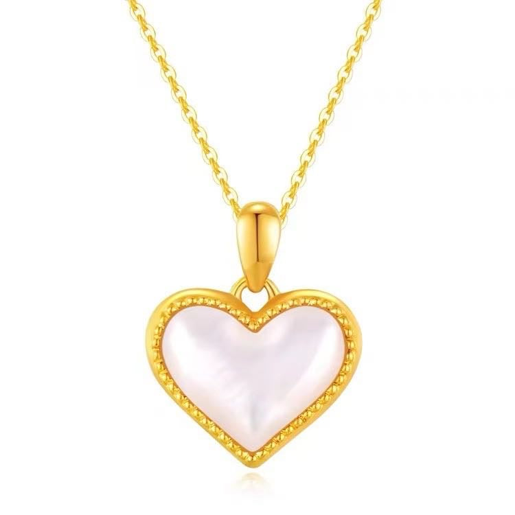 18k Solid Yellow Gold Double Sided Pendant Necklace